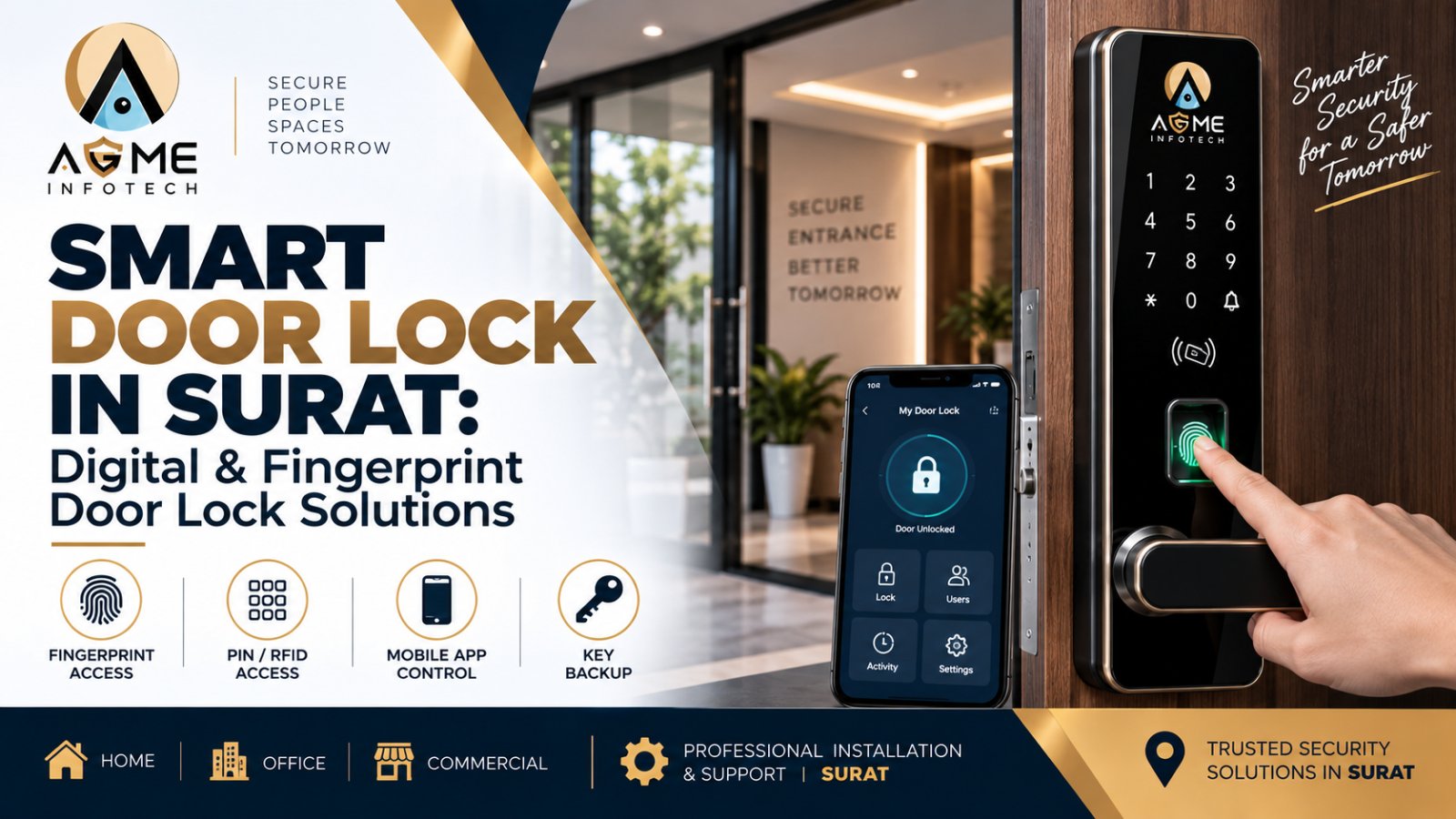 Smart Door Lock in Surat - Digital Fingerprint Door Lock Solutions by Acme Infotech