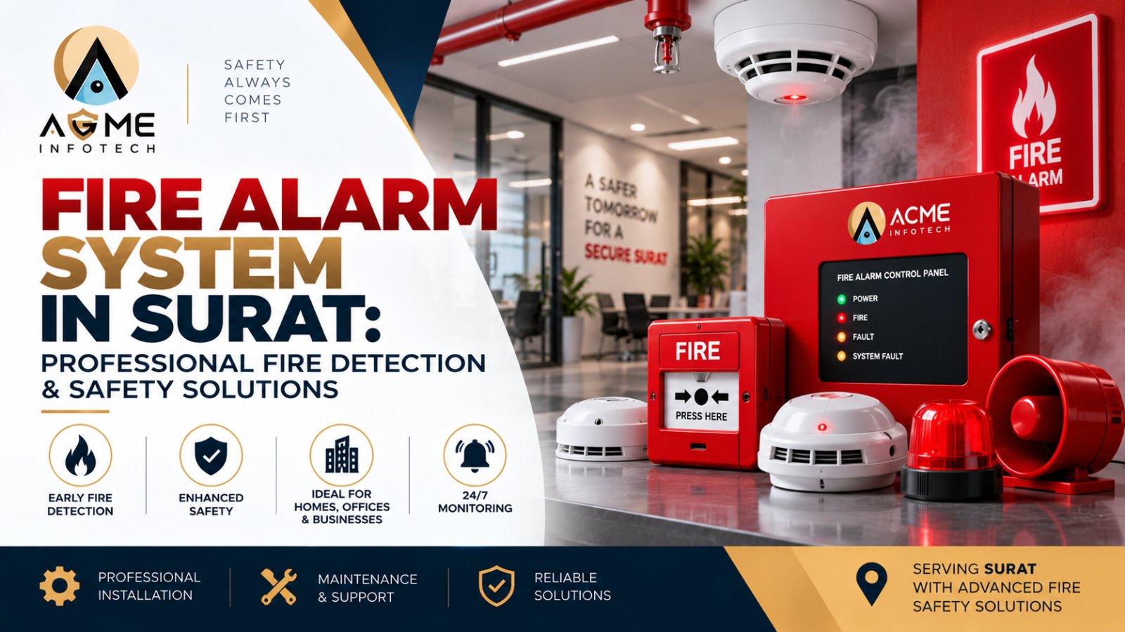 Fire Alarm System in Surat - Professional Fire Detection Solutions by Acme Infotech