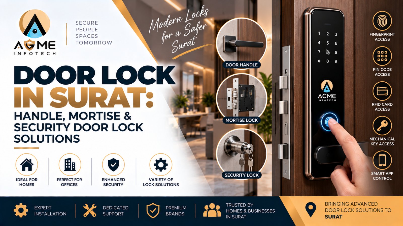 Door Lock in Surat - Handle and Mortise Door Lock Solutions by ACME Infotech
